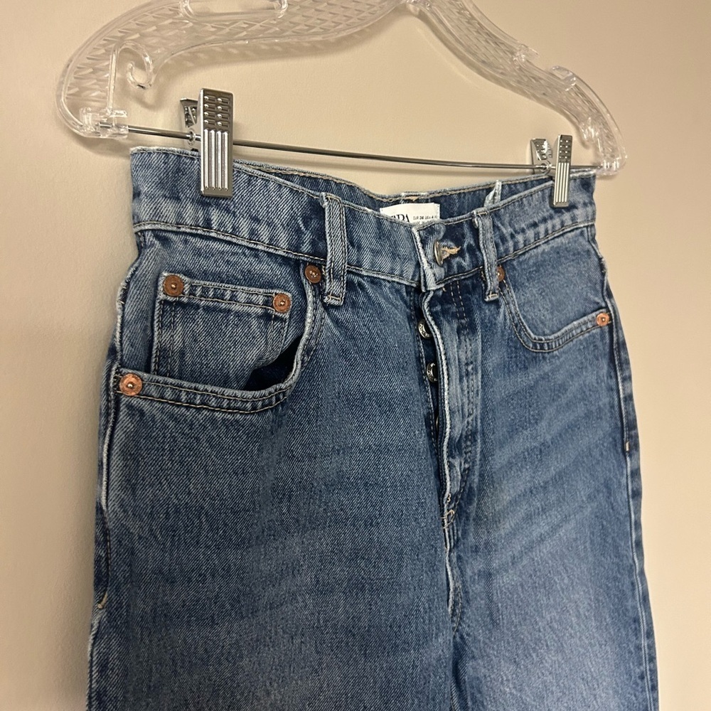 Zara Dark Blue Straight Leg Jeans - Picture 2 of 4